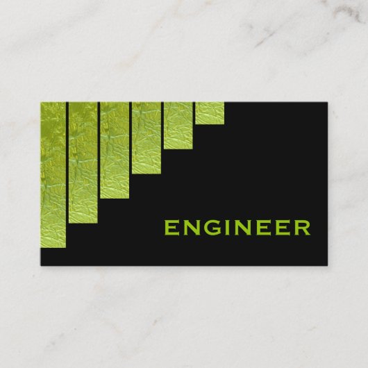 Moderne, groene, zwarte verticale strepen engineer visitekaartje (Voorkant)