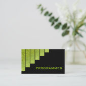 Moderne groene, zwarte verticale strepen programme visitekaartje (Staand voorkant)