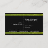 Moderne groene, zwarte verticale strepen programme visitekaartje (Achterkant)
