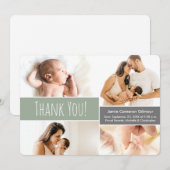 Moderne groenen Welkome Thuisbaby Foto Collage Bedankkaart (Voorkant / Achterkant)