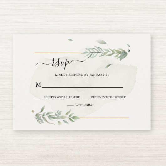 Moderne groenery Botanische Waterverf Elegant RSVP Kaartje
