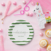 Moderne groengekleurde stripes Afstuderen Borden Papieren Bordje (Feest)