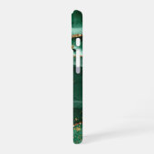 Moderne groenmakerij Gold Glitter-script monogram iPhone 16 Hoesje (Linkerkant)