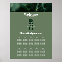 Moderne groenmarmer bruiloft poster