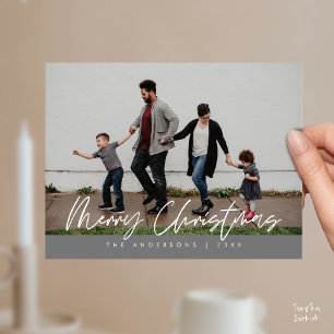 Moderne Groet, Merry Christmas Familie Foto Pos Briefkaart
