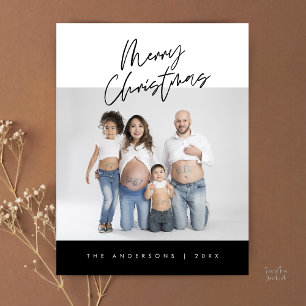 Moderne Groet, Prettig Kerstmis Familie Foto Briefkaart