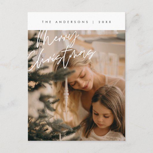 Moderne groet, prettige kerstfoto briefkaart (Voorkant)