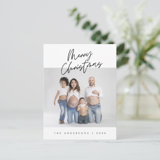 Moderne groet, prettige kerstfoto briefkaart (Staand voorkant)