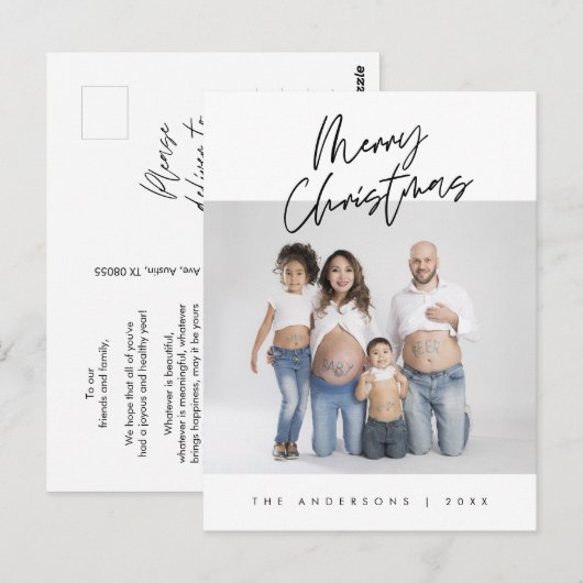 Moderne groet, prettige kerstfoto briefkaart (Voorkant / Achterkant)