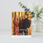 Moderne groet, prettige kerstfoto briefkaart (Staand voorkant)