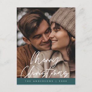 Moderne groet, prettige kerstfoto briefkaart