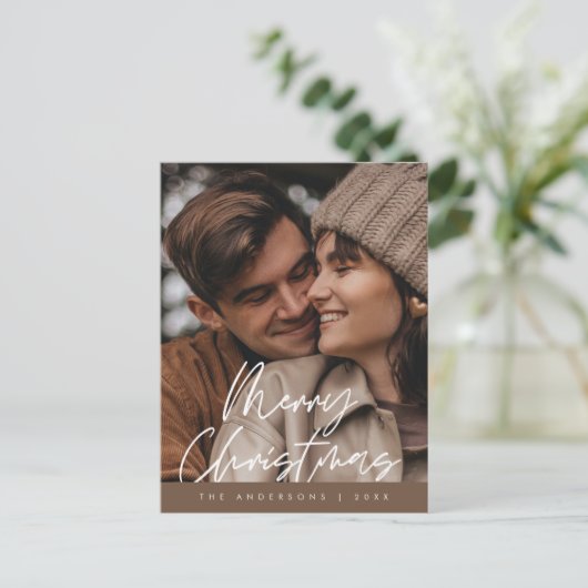 Moderne groet, prettige kerstfoto briefkaart (Staand voorkant)