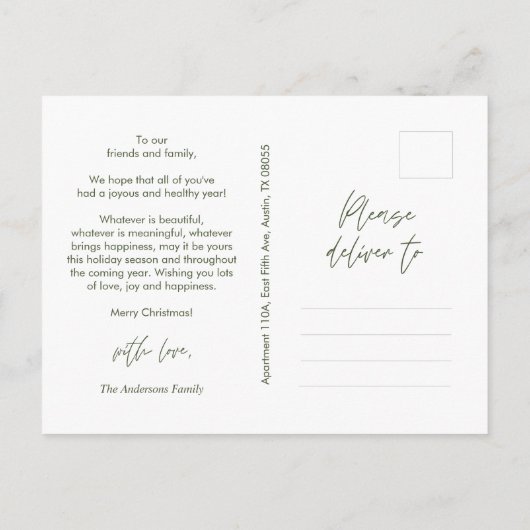 Moderne groet, prettige kerstfoto briefkaart (Achterkant)