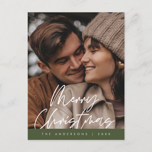 Moderne groet, prettige kerstfoto briefkaart (Voorkant)