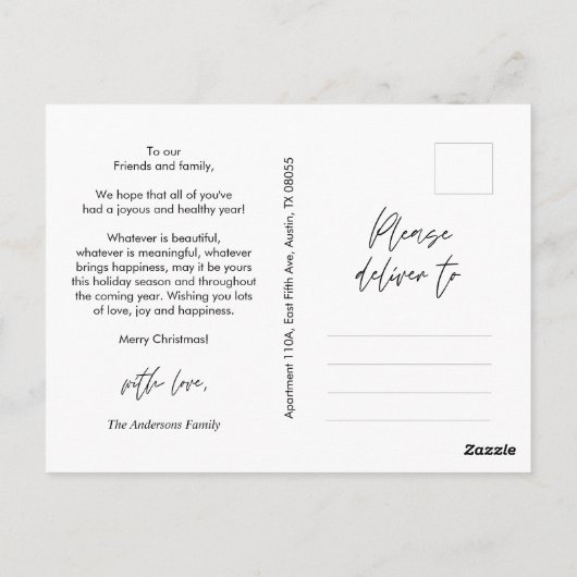 Moderne groet, prettige kerstfoto briefkaart (Achterkant)