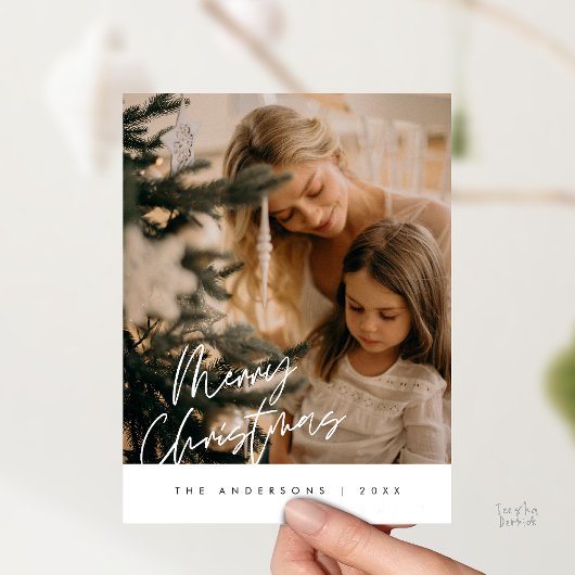 Moderne groet, prettige kerstfoto's foto's briefkaart