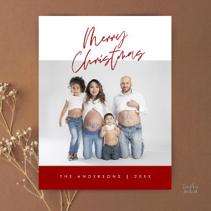 Moderne groet, vrolijk kerstgezin foto briefkaart