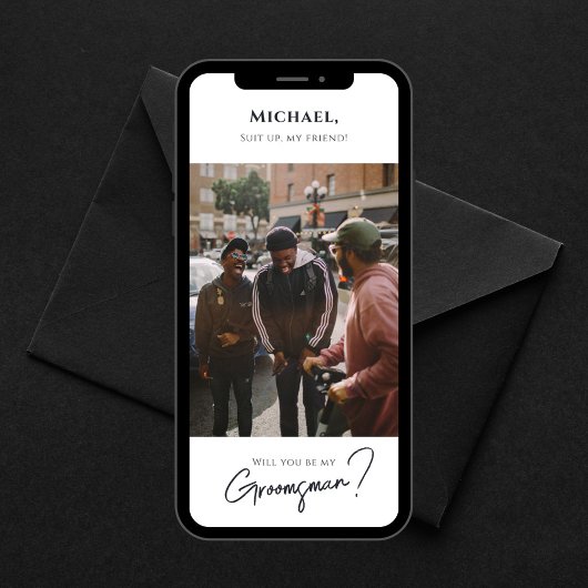Moderne Groomsman Kaart met Foto