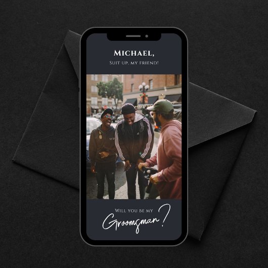 Moderne Groomsman Kaart met Foto