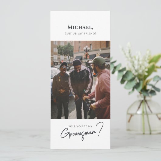 Moderne Groomsman Kaart met Foto (Staand voorkant)