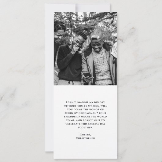 Moderne Groomsman Kaart met Foto (Achterkant)