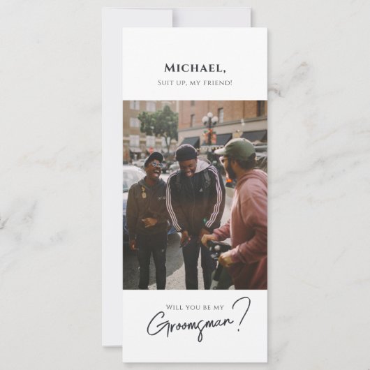 Moderne Groomsman Kaart met Foto (Voorkant)