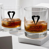 Moderne Groomsmen Custom Naam met Tuxedo Whisky Glas