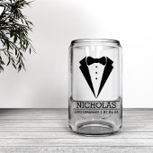 Moderne Groomsmen Custom Name Gift met Tuxedo Blikvorm Glas