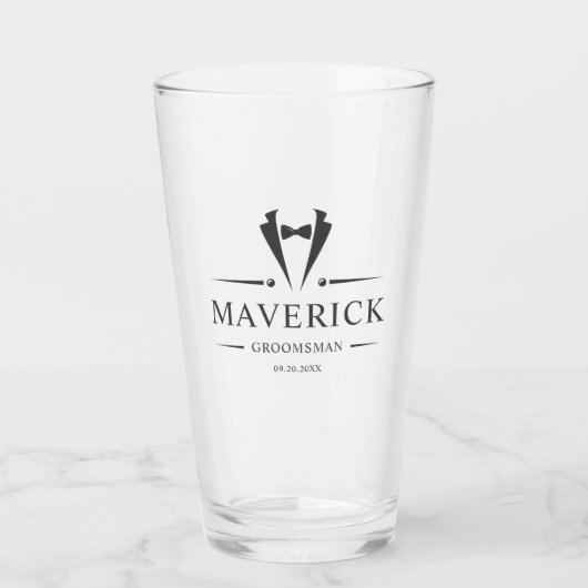 Moderne Groomsmen Gift Classic Elegant Wedding Bie Glas (Voorkant)