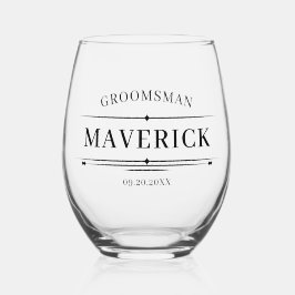 Moderne Groomsmen Gift  Elegant Beste Man Wijnglas Zonder Voet