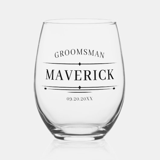 Moderne Groomsmen Gift  Elegant Beste Man Wijnglas Zonder Voet (Voorkant)