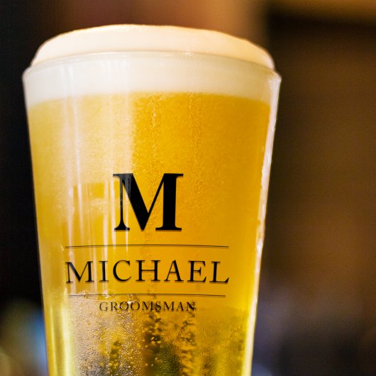 Moderne Groomsmen Gifts Monogram Beste Man Bier Glas