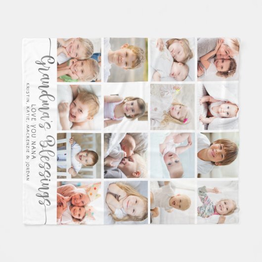 Moderne grootmakerszegels 16 foto's wit grijs fleece deken (Voorkant (Horizontaal))