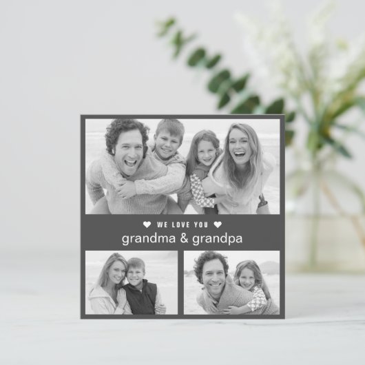 Moderne grootouders Dag zwart-wit foto (Staand voorkant)