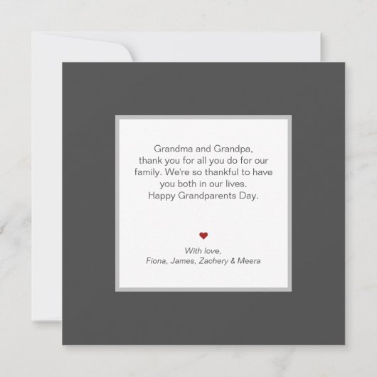 Moderne grootouders Dag zwart-wit foto (Achterkant)