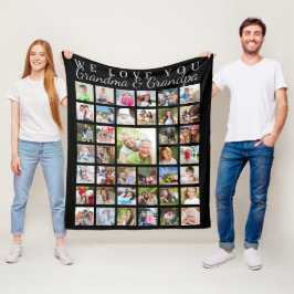 Moderne Grootouders Fotocollage Zwart Fleece Deken
