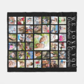 Moderne Grootouders Fotocollage Zwart Fleece Deken (Voorkant (Horizontaal))