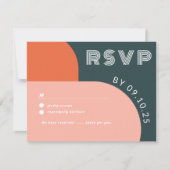 Moderne Groovy Arch Retro RSVP QR Code Weddenschap (Voorkant)