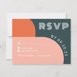 Moderne Groovy Arch Retro RSVP QR Code Weddenschap Kaartje