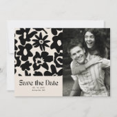 Moderne Groovy Bloemen Trouwfoto Bewaar de datum Save The Date (Voorkant)