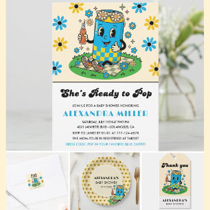 Moderne Groovy Daisy Blauw Geel Ze is klaar om uit Kaart