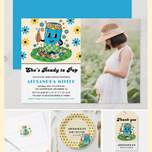 Moderne Groovy Daisy Blauw Geel Ze is klaar om uit Kaart