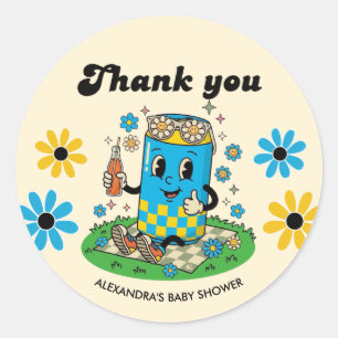 Moderne Groovy Daisy Blue Zou elk moment kunnen be Ronde Sticker