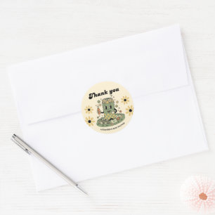Moderne Groovy Daisy Groen Klaar om te baren Dank  Ronde Sticker