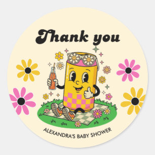 Moderne Groovy Daisy Roze Klaar om te barsten Dank Ronde Sticker