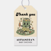 Moderne Groovy Daisy Sage Groen Ze is klaar om te Cadeaulabel (Achterkant)