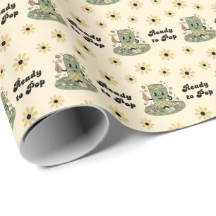 Moderne Groovy Daisy Sage Groen Ze Is Klaar Om Te Cadeaupapier