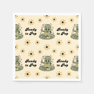 Moderne Groovy Daisy Sage Groen Ze is klaar om uit Servet