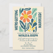 Moderne Groovy Floral Kleurrijke Retro Bold Bruilo Kaart (Voorkant)