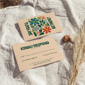 Moderne Groovy Kleurrijke Retro Bold Bloemen Bruil RSVP Kaartje